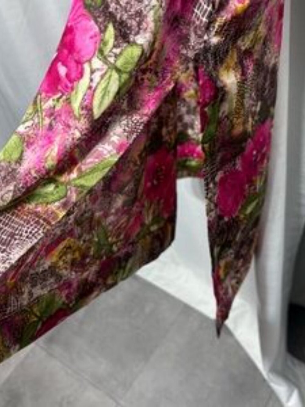 Floral Snakeskin Print Scoop Neck Long Sleeve Mini Dress Boho Indie Retro - Picture 8 of 9
